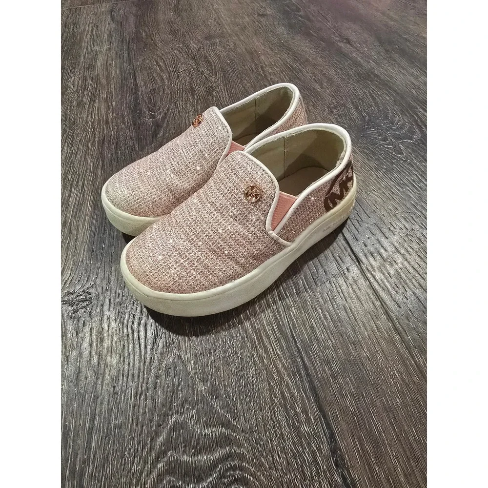 Michael Kor Toddler Girls Keaton Rose Gold Glitter Slip On Sneaker Size6 Toddler